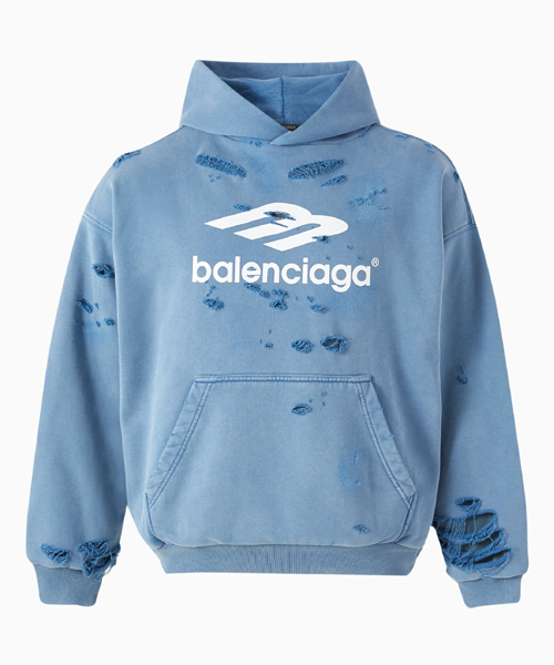 T-32200<br><b>BALENCIAGA</b><br>디스트로이드 코튼 후드 스웨트셔츠</b><br>[매장가-200만원대]