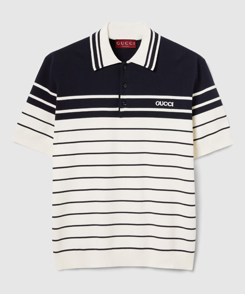 T-32201<br><b>GUCCI</b><br>엠브로이더리 스트라이프 코튼 폴로 셔츠</b><br>[매장가-170만원대]