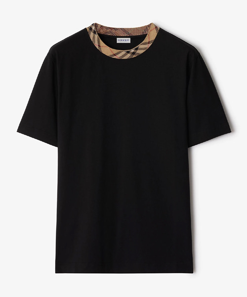 T-32243<br><b>BURBERRY</b><br>체크 트리밍 코튼 티셔츠</b><br>[매장가-60만원대]