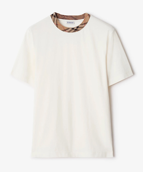 T-32241<br><b>BURBERRY</b><br>체크 트리밍 코튼 티셔츠</b><br>[매장가-60만원대]