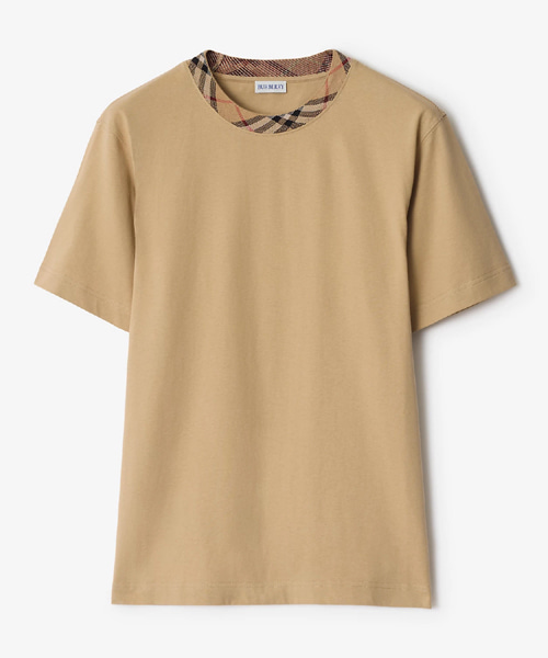 T-32242<br><b>BURBERRY</b><br>체크 트리밍 코튼 티셔츠</b><br>[매장가-60만원대]