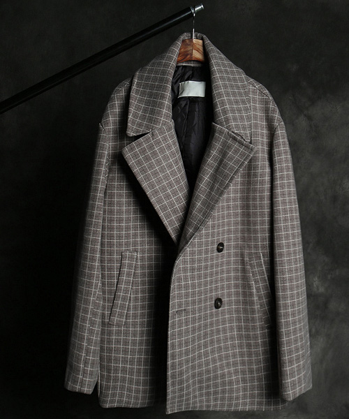 JK-15455wool check pattern double coat