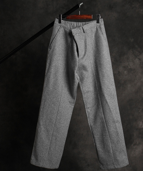 P-12571incision line wool wide pants